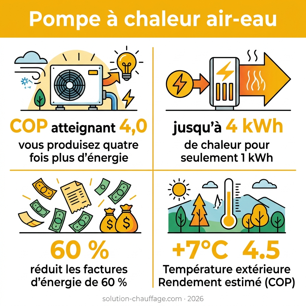 Infographie — pompe à chaleur air-eau