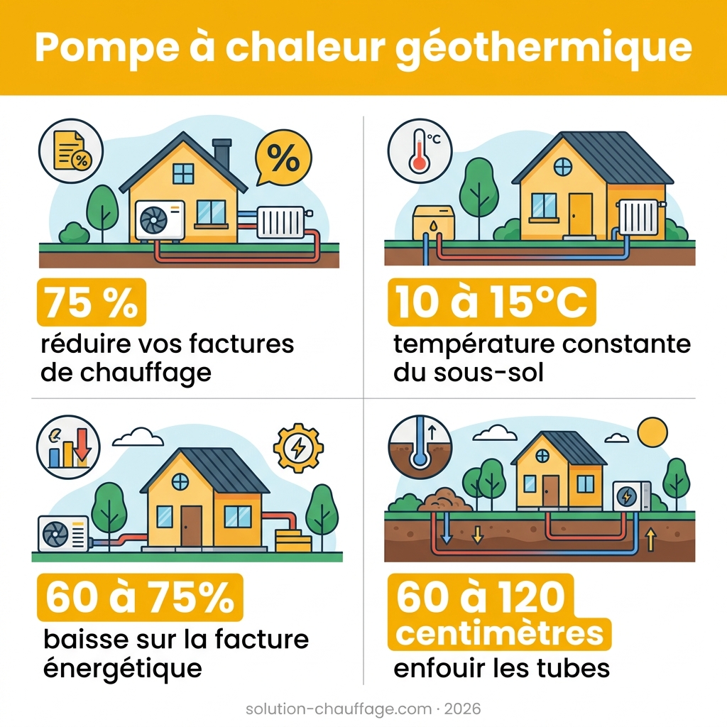 Infographie — pompe à chaleur géothermiques